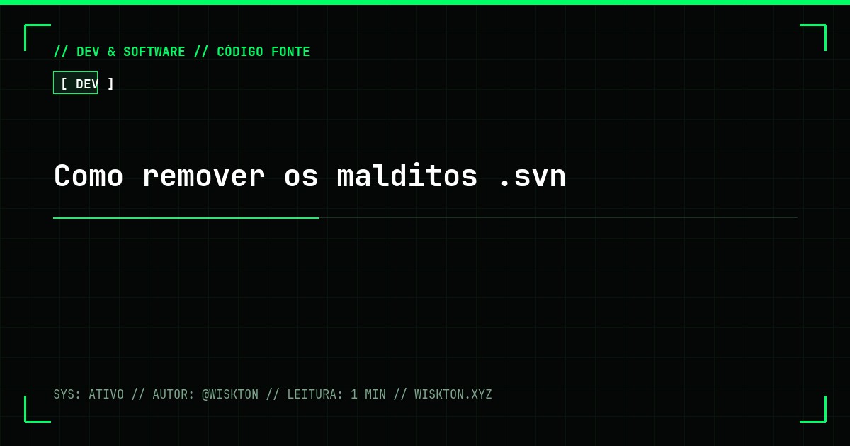 Como remover os malditos .svn