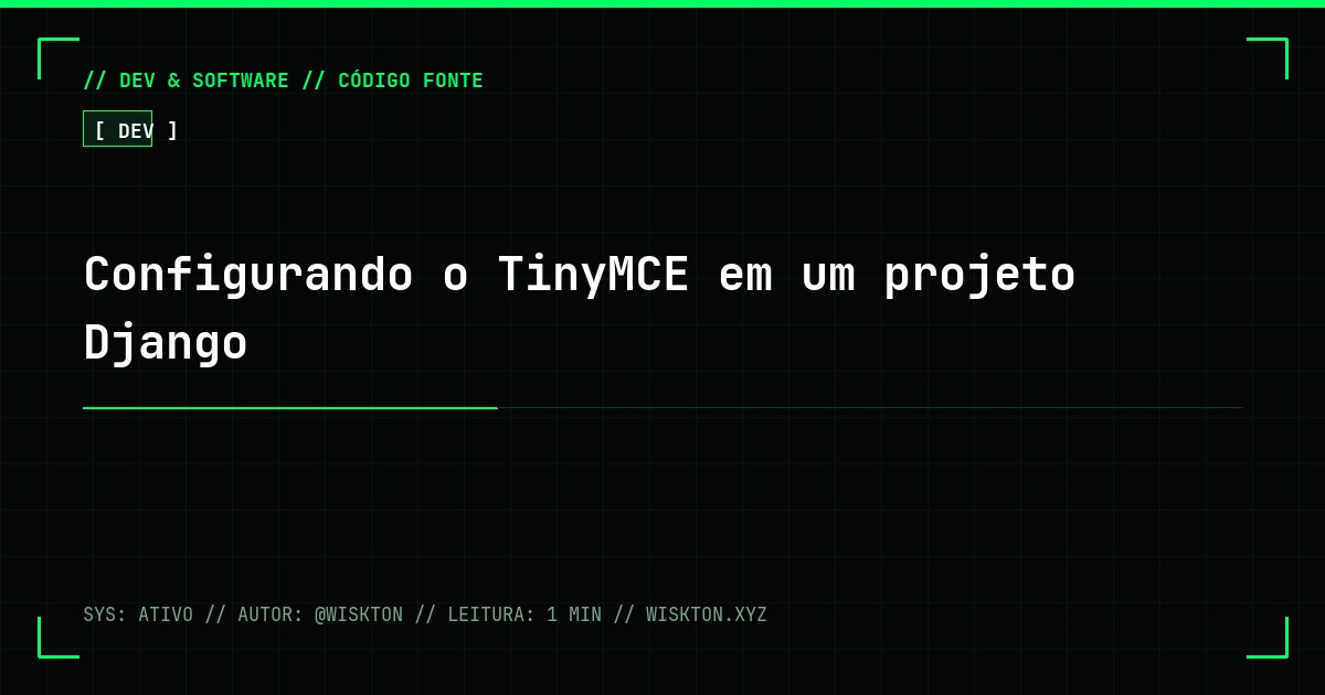 Configurando o TinyMCE em um projeto Django