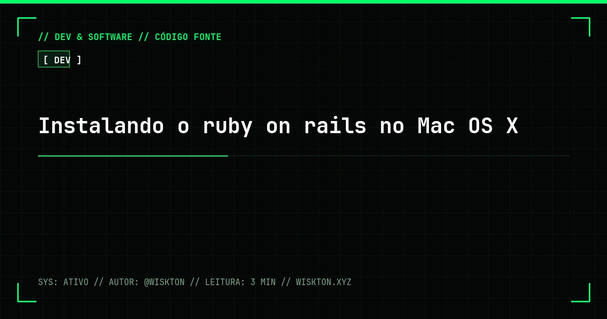 Instalando o ruby on rails no Mac OS X
