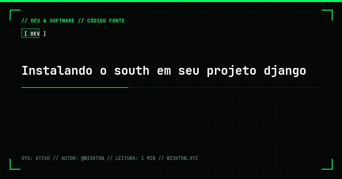 Instalando o south em seu projeto django