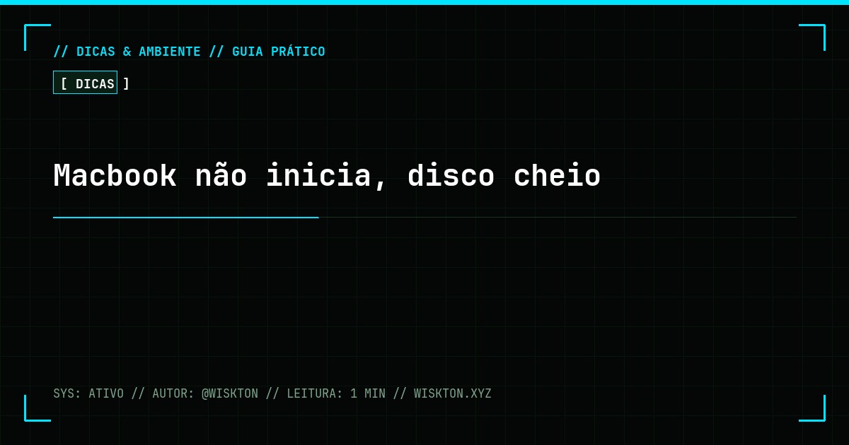 Macbook não inicia, disco cheio